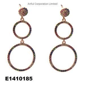 Round 925 Sterling Rose Plating Silver Earring