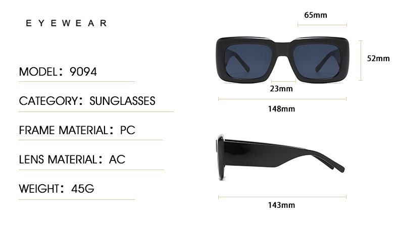 Hot Selling Sunglasses European and American Trend Square Sunglasses Women Retro Bright Black Simple Sunglasses