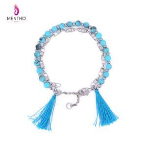 European and American Simple Elegant Two-Layered Beaded Tassel Bracelet for Women