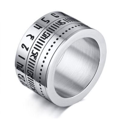 Trend Men&prime;s Rotating Ring Wholesale Titanium Steel Arabic Numerals Rotating Ring