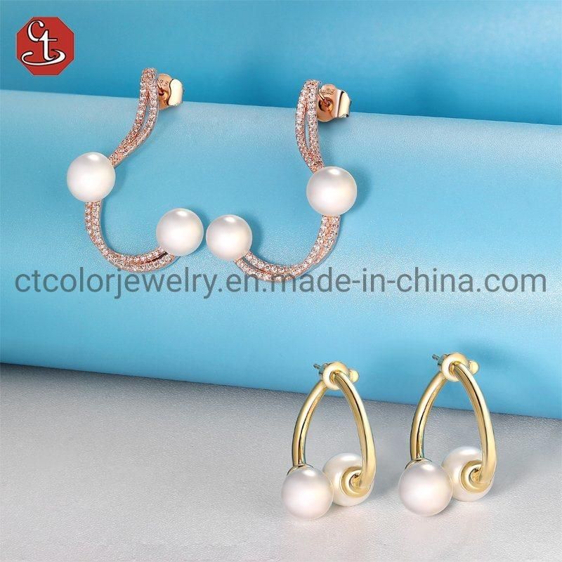 Fashion Costume Imitation Jewellery 925 Sterling Silver Natural Pearl Earring for Women