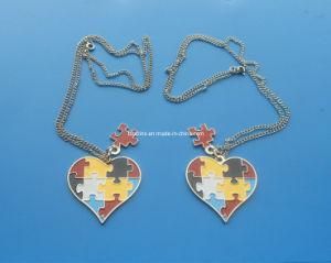 Autism Awareness Heart Shape Metal Necklace