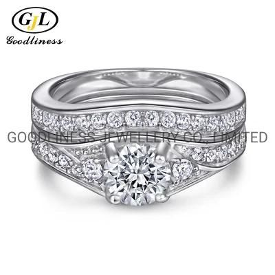 Luxury Bridal Anniversary Proposal Silver Women Wedding Rings for Her