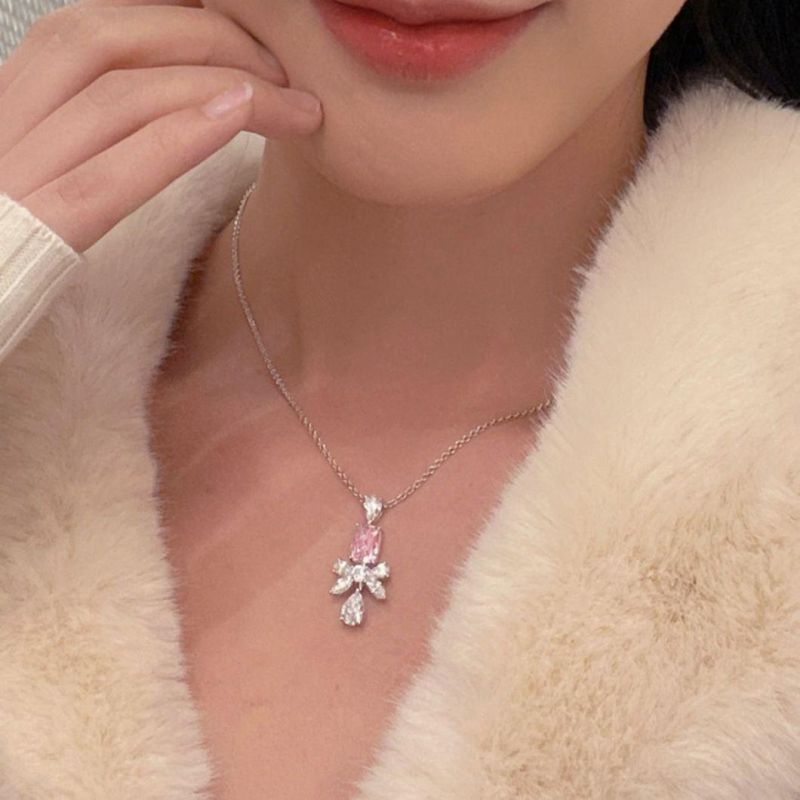 Fashion Jewelry High Carbon Diamond Butterfly Water Drop Cut Zircon Necklace Silver 925 Wedding Necklace