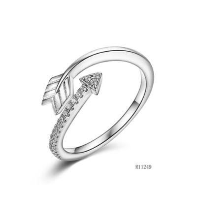 Arrows Sterling Silver with CZ Leaf Open Ring