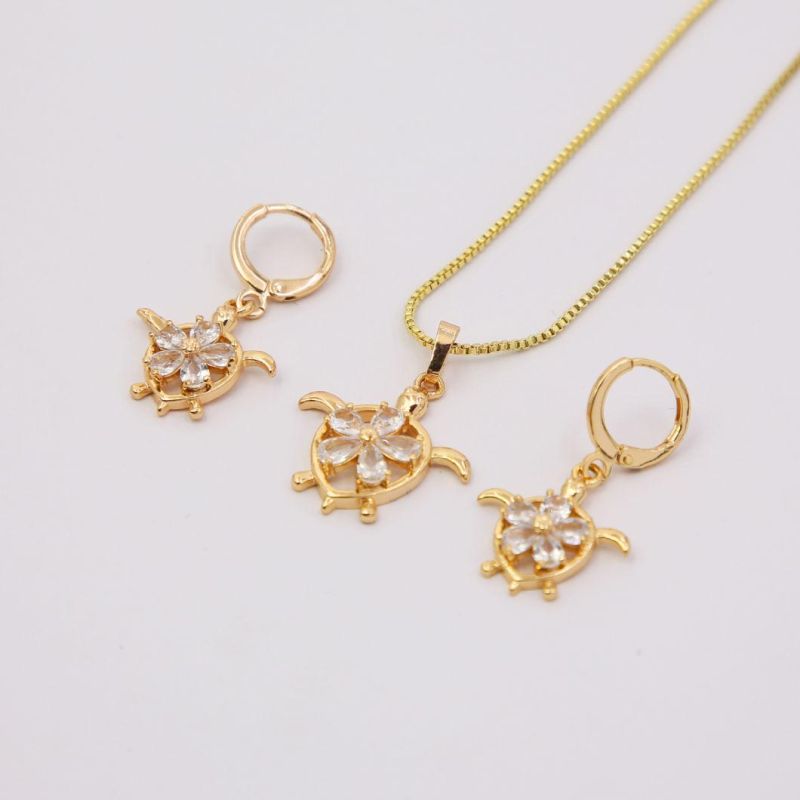 Women Fashion CZ Crystal Jewelry Chain Sets with Pendant Necklace