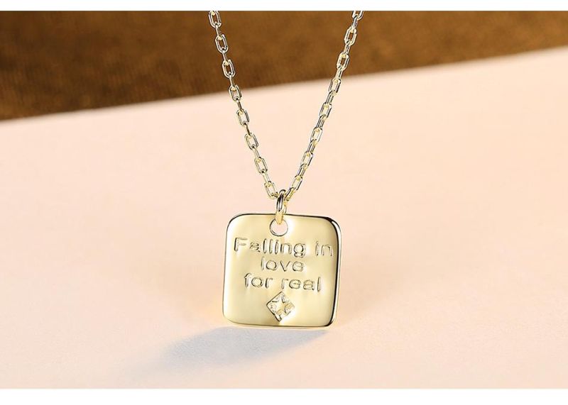 Sliver Square Sign Shape Pendant in Necklace
