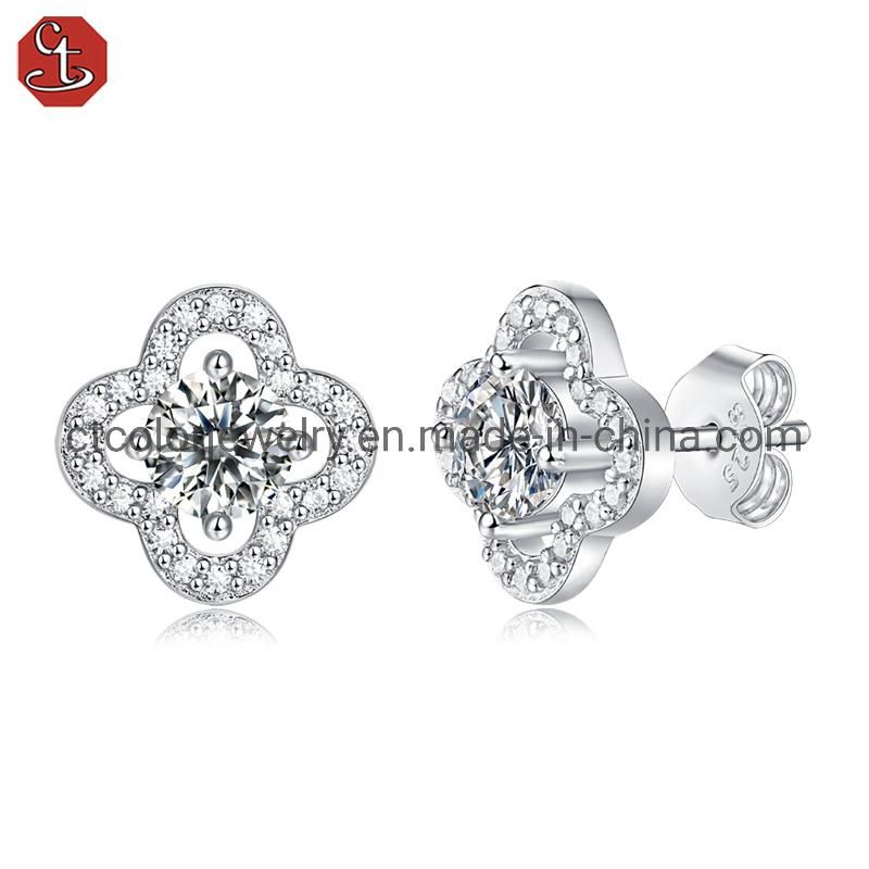 New fashion jewelry noble style fine polishing natural moissanite earrings for women