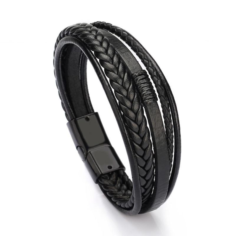 Trendy Male Manget Caps Fashion Jewelry Braided Rope Leather Bracelets