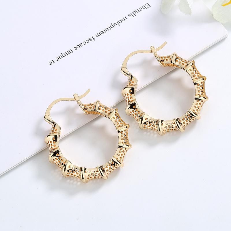 Wholesale Fashion Costume Jewelry Handcrafted Micro-Pave 18K Gold Plated Earrings