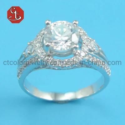 Cubic Zirconia Female Rhodium Color Ring for Woman Bride wedding Diomand Ring Engagement Ring