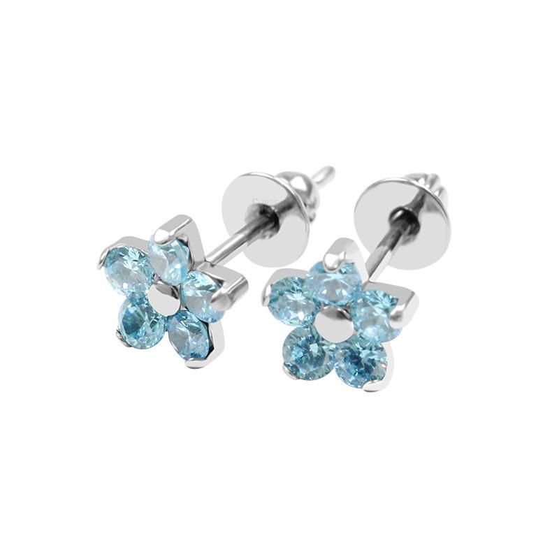 Eternal Metal Titanium Small Flower Helix Clear CZ Ear Piercing Studs