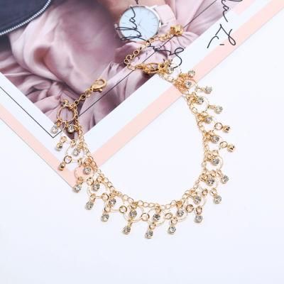 New Jewelry Fashion Beach Dance Yoga Anklet Simple Rhinestone Tassel Foot Ornaments for Women