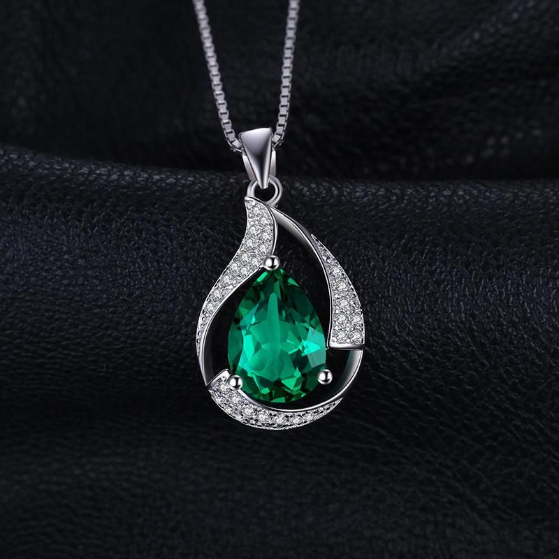 Imitation Jewelry Nano Russian Simulated Emerald Pendant 925 Sterling Silver Jewelry