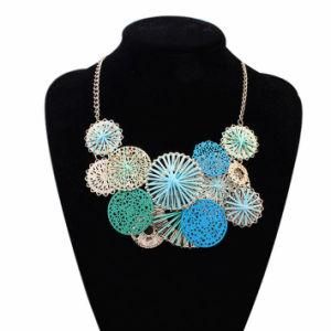 Gold-Color Multicolor Bohemian Boho Collar Colorful Blue Big Necklace