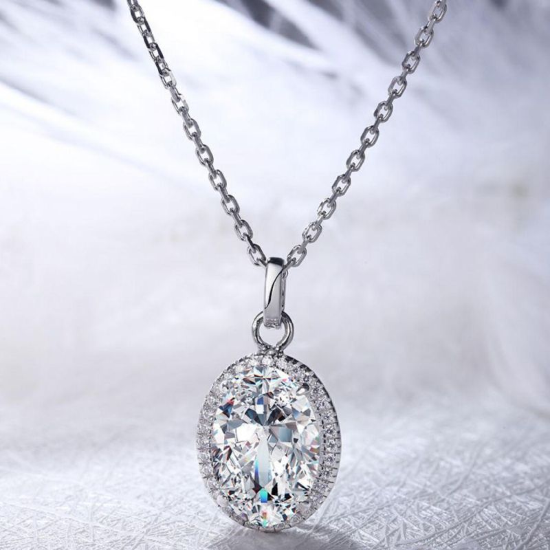 Fashion Jewelry High Quality 925 Sterling Silver 3.0 Carat Simulated Diamond Jewelry Custom Necklace for Girls