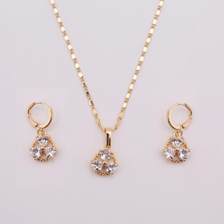 Costume Wholesale Fashion Imitation Charm Gold Silver Stainless Steel Jewelry with Earring Sets Pendant Necklace