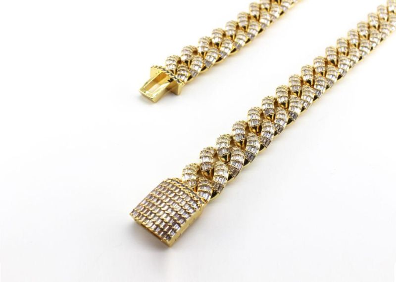 Gold Bold Cuban Link Necklace Iced out Chain