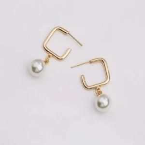 New Arrival Fashion Square Pearl Pendant Eardrop Lady Earrings