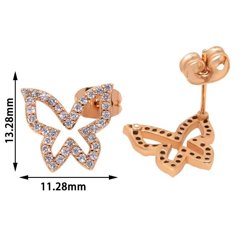 High Quality Mini Butterfly Zirconia 18K Gold Plated Stud Earring