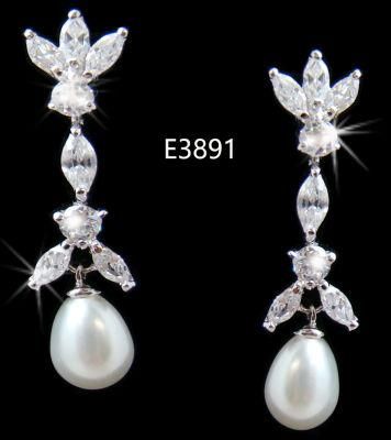 Bridal CZ Earring Jewelry, Wedding CZ Earring, CZ Earring Jewelry, Wedding Pearl Jewelry