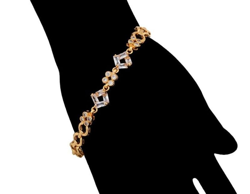 Jewelry Fashion Unique Design Ins Style Set with Diamond 18K Gold Copper Bracelet