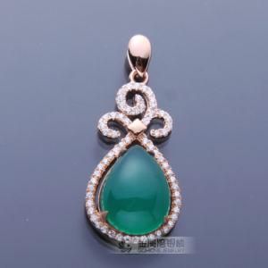 18k Gold Plated 925 Sterling Silver Pendant with Jade Gemstone