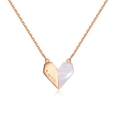 Women 18K Two-in-One Heart Shape Necklace with Love Words