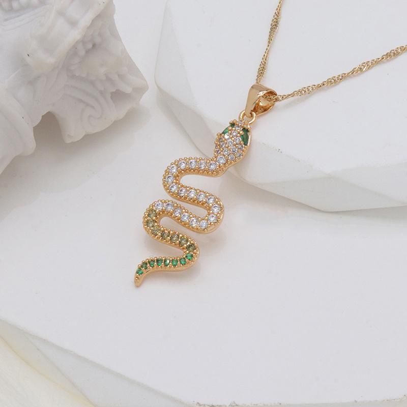 Hot Sale Women′s Zircon Animal Snake Pendant Jewelry Necklace