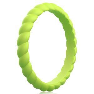 Ladies Braided Silicone Wedding Ring Thin Stackable Silicone Ring