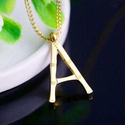 Corrosion Process Design Stainless Steel Jewelry New Men and Women Pendant a Letter Bamboo Necklace