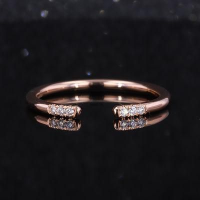 Adjustable Ring Gold Color Jewelry Moissanite Rings Simple Design Wedding Bands or Rings Gold Plated Women&prime; S