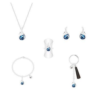 Best Hot Sale Elegant Blue Crystal Swan Jewelry Set for Women