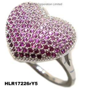 New Style Heart-Shaped Pink Gradual Silver Ring Fashion Rings