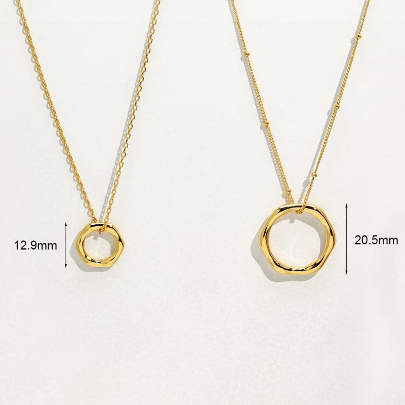 OEM ODM New Simple Minimalist Jewelry 100% 925 Sterling Silver 14K 18K Gold Plated Hexagon Charm Necklace