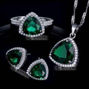 Factory Wholesale Triangle Emerald CZ Stone Jewelry Set