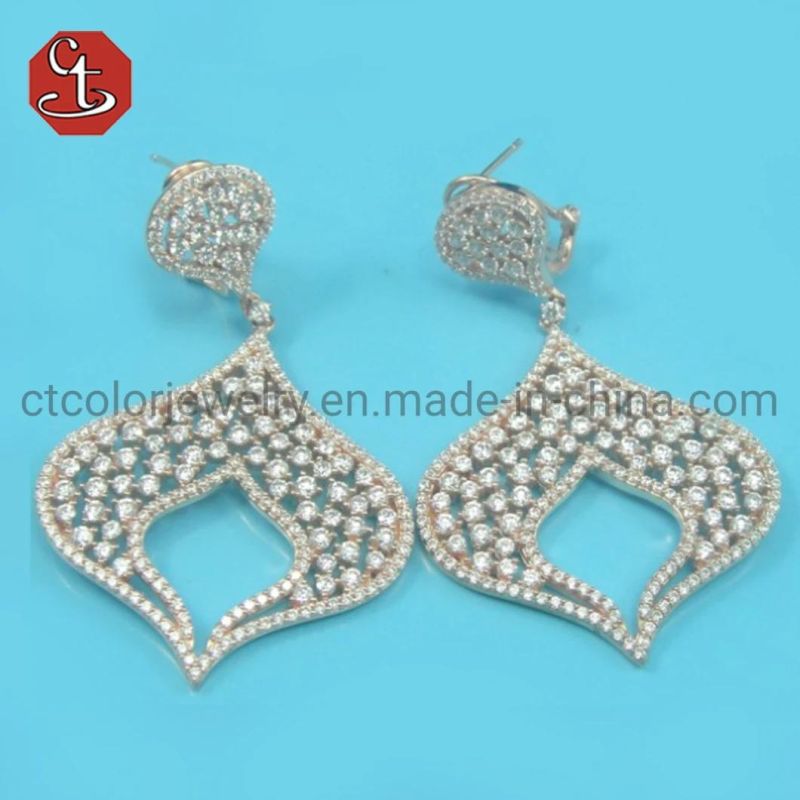 Chinese Manufacturer Jewelry Hot Selling 3A Cubic Zircon Earrings Luxury Drop Earrings