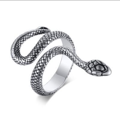 European and American Stainless Steel Serpentine Ring Steel Color Men&prime;s Fashion Metal Accessories Ring