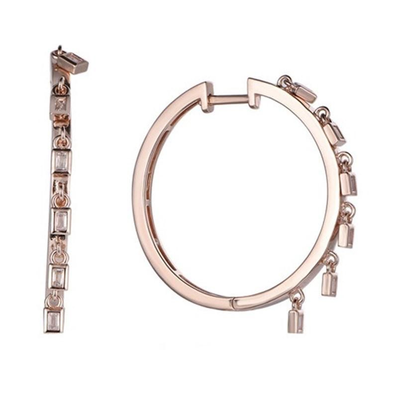 925 Silver Rose Gold Eight-Pointed Star Hoop Earring for Girls