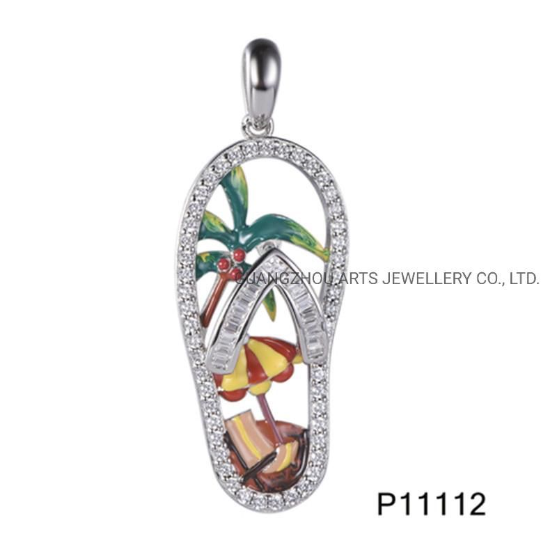 Wholesale Hawaii Style Enamel Shoe Silver Pendant