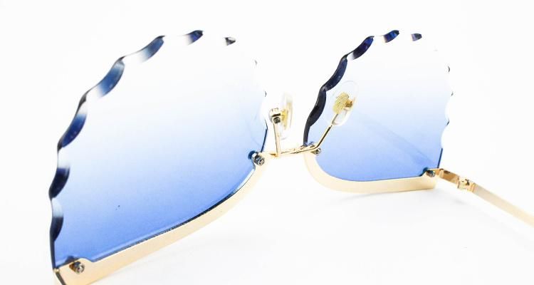 Butterfly Type Wholesale Custom Logo Trimmed Half Frame Women Sunglasses