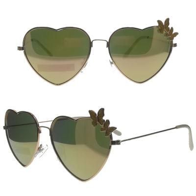 Heart Shape Metal Kids Fashion Sunglasses with Butterfly