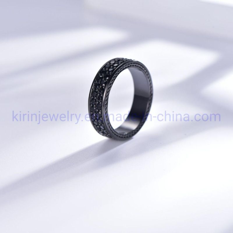 Black and Gold Ring Womens Black Gold Wedding Ring Black Tungsten Spinel 14K 18K Gold Womens Wedding Rings