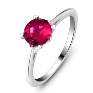 Elegant Solid Silver. 925 Ruby Halo Ring