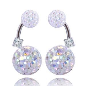 Crystal Ab Color Fashion Double Disco Ball Stud Earring