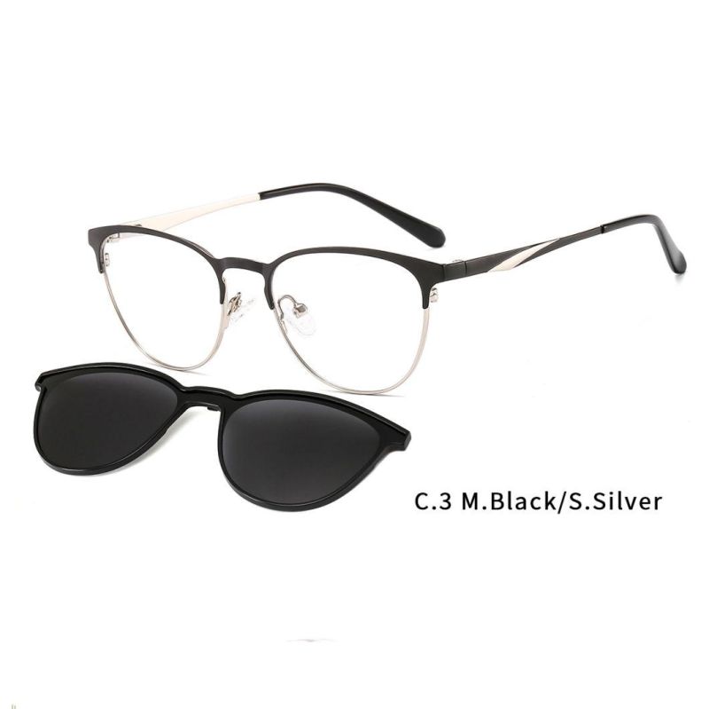 Fashion Design Polarized Sunglasses Wholesale Custom Metal Clips on Sunglasses Magnetic Women Double Color Clip on Sunglasses