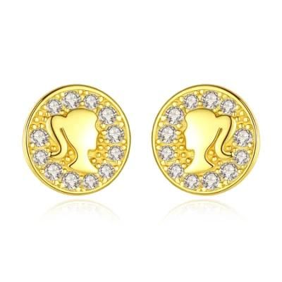 Fashion Jewelry Girl Projection Earring Stud with Cubic Zircon