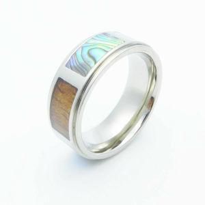 Fashion Stainless Steel Red Wood +Shell Ring Jewelry