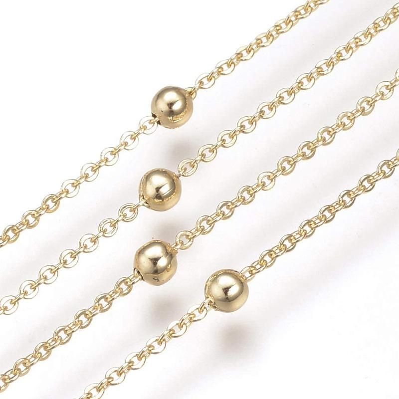 Fashion 18K Gold Plated Satelite Delicate Dainty Beaded Short Necklace for Girls Female Women as Gift Not Allergic