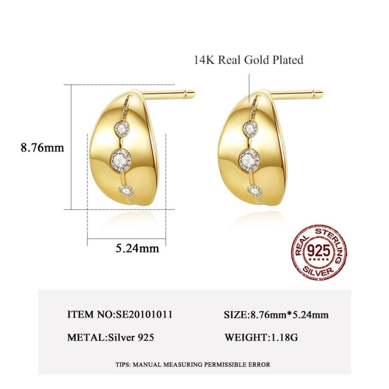 Yellow Gold Plating Ear Stud Trendy Blogger Leaf Earrings